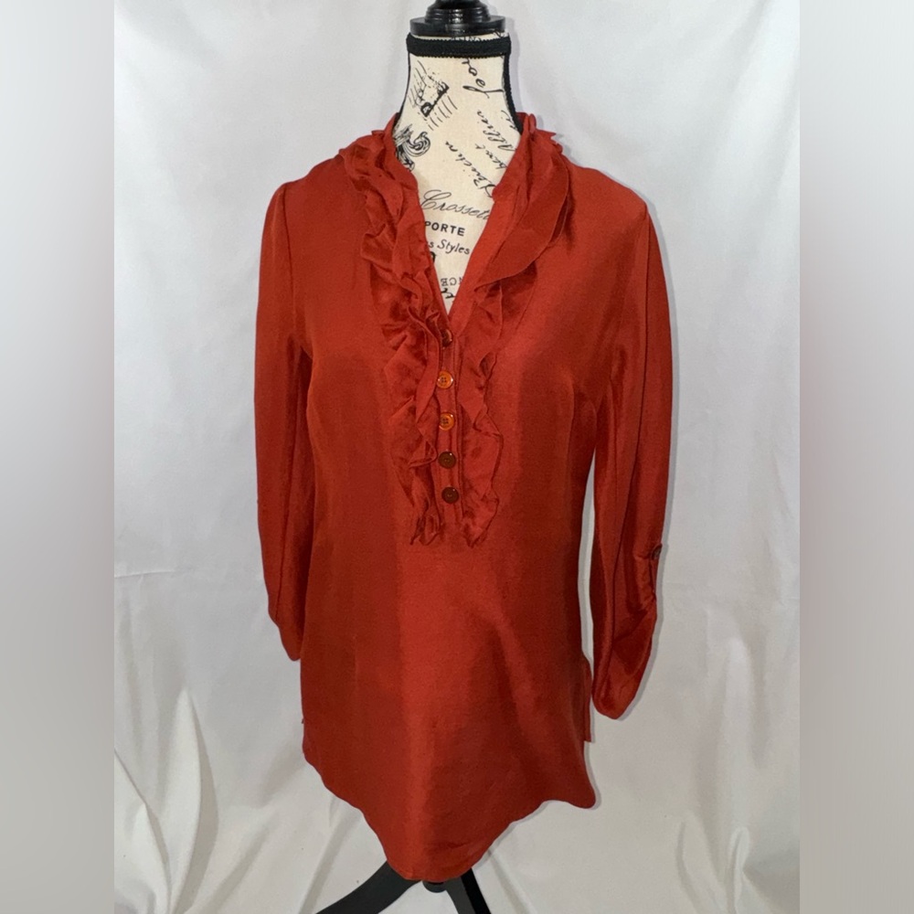 Classiques Entier: Gorgeous Rust colored Linen & Silk Tunic